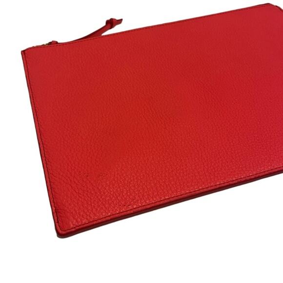 Fossil Emma Pouch Neon Coral Pebbled Leather - Picture 8 of 11